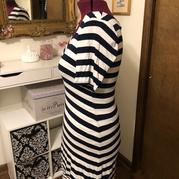 Navy and white striped dress - Picture 3 of 6